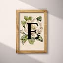 Full frame view of A vintage pastel pencil illustration, the letter "E" with a flower