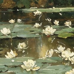 Water Lilies Art | Nature Wall Art | Landscapes Print | Black, Brown and White Decor | Impressionist Wall Decor | Living Room Digital Download | Housewarming Art | Summer Wall Art | Oil Painting