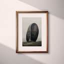 Matted frame view of An abstract vintage oil painting, an exaggerated shape and lines