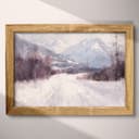 Full frame view of An impressionist oil painting, snowy mountain scene