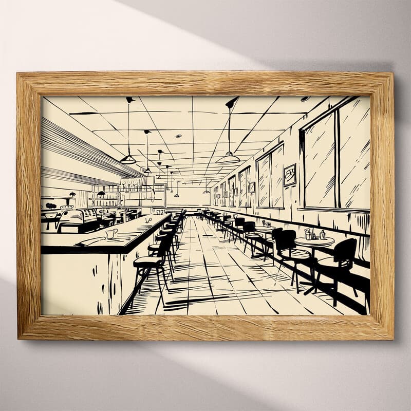 Full frame view of A mid-century ink sketch, a diner