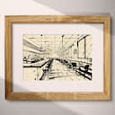 Matted frame view of A mid-century ink sketch, a diner