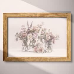 Flowers Art | Still Life Wall Art | Flowers Print | White, Gray and Black Decor | Rustic Wall Decor | Entryway Digital Download | Housewarming Art | Mother's Day Wall Art | Spring Print | Pastel Pencil Illustration