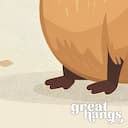 Closeup view of A cute chibi anime illustration with simple shapes, a capybara