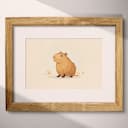 Matted frame view of A cute chibi anime illustration with simple shapes, a capybara