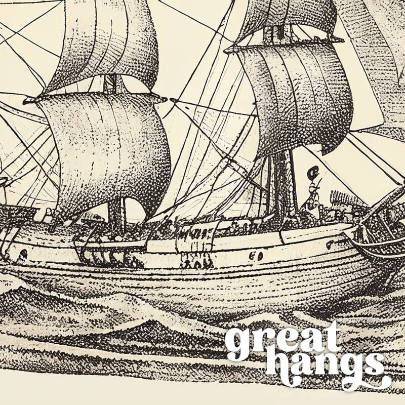 Closeup view of A vintage pencil sketch, a ship in a bottle