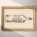 Full frame view of A vintage pencil sketch, a ship in a bottle