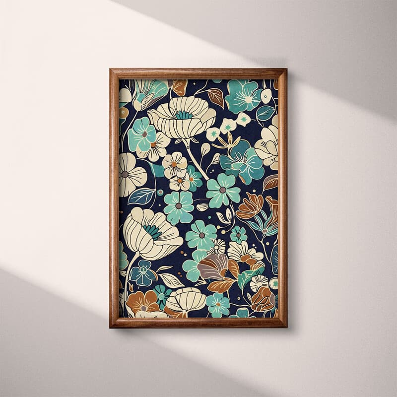 Full frame view of A vintage textile print, floral pattern