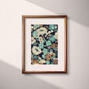 Matted frame view of A vintage textile print, floral pattern