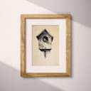 Matted frame view of A vintage charcoal sketch, a birdhouse