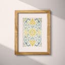 Matted frame view of A baroque textile print, symmetric intricate pattern