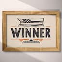 Full frame view of A vintage linocut print, the words "WINNER" with a checkered flag