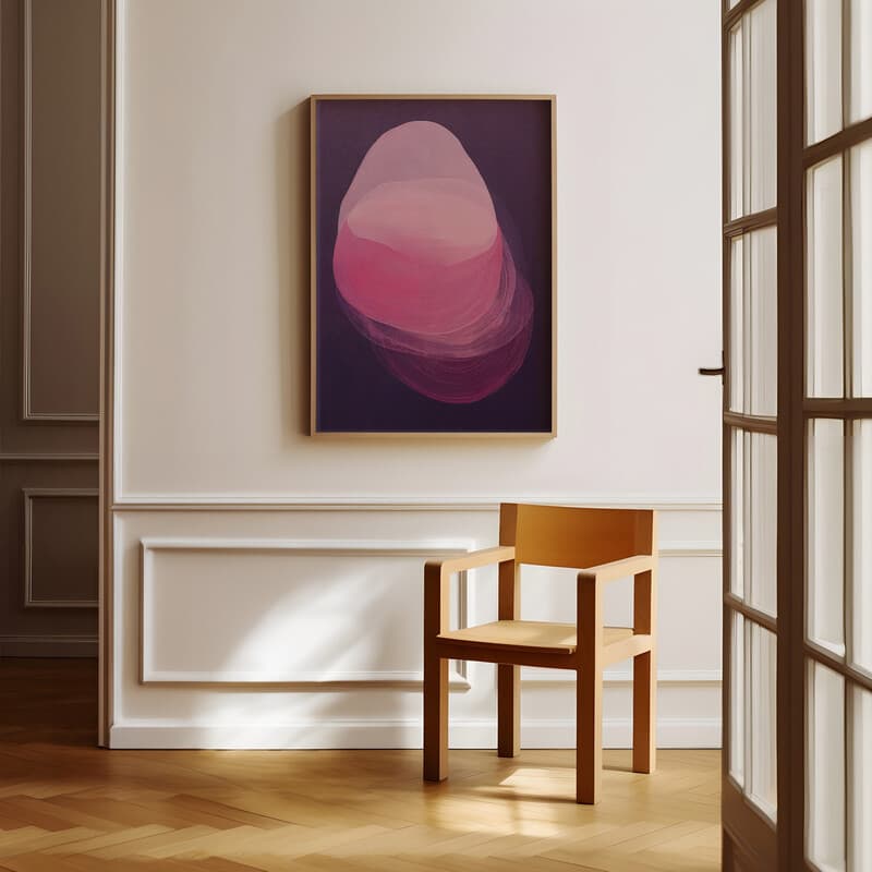 Room view with a full frame of An abstract contemporary oil painting, a gradient