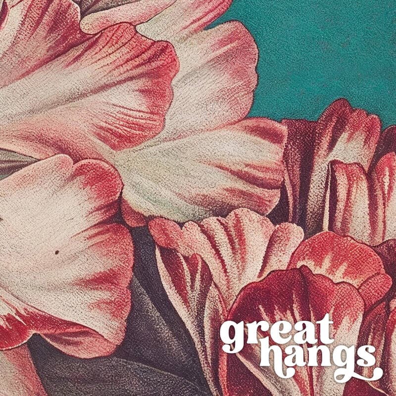 Closeup view of A botanical pastel pencil illustration, carnations