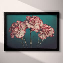 Carnations Digital Download | Floral Wall Decor | Flowers Decor | Black, Beige, Blue and Brown Print | Botanical Wall Art | Living Room Art | Housewarming Digital Download | Mother's Day Wall Decor | Autumn Decor | Pastel Pencil Illustration