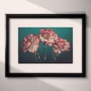 Matted frame view of A botanical pastel pencil illustration, carnations