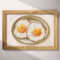 Sunny Side Up Digital Download | Food Wall Decor | Food & Drink Decor | White, Brown, Orange and Black Print | Rustic Wall Art | Kitchen & Dining Art | Housewarming Digital Download | Summer Wall Decor | Pastel Pencil Illustration