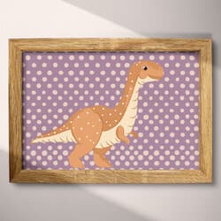 Dinosaur Digital Download | Prehistoric Wall Decor | Animals Decor | Purple, Beige, Orange and Black Print | Cute Simple Wall Art | Kids Art | Baby Shower Digital Download | Spring Wall Decor | Simple Illustration