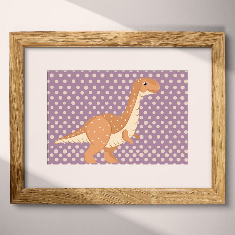 Matted frame view of A cute simple illustration with simple shapes, a dinosaur