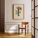 Room view with a full frame of A vintage pastel pencil illustration, the letter "F" with a flower