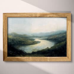 River Landscape Digital Download | Landscape Wall Decor | Landscapes Decor | Blue, Black, Green and Gray Print | Impressionist Wall Art | Living Room Art | Housewarming Digital Download | Autumn Wall Decor | Oil Painting