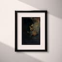 Matted frame view of An abstract vintage oil painting, portrait of a woman with a butterfly on her hand