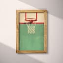 Full frame view of A vintage pastel pencil illustration, a basketball rim, front view