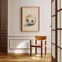 Room view with a full frame of A cute chibi anime pastel pencil illustration, a bowling ball