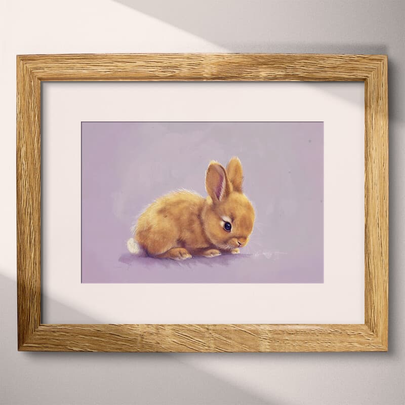 Matted frame view of A cute chibi anime colored pencil illustration, a rabbit