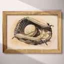 Full frame view of A vintage pencil sketch, a baseball and mitt