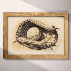 Baseball Art | Sports Wall Art | Sports Print | Brown and Black Decor | Vintage Wall Decor | Game Room Digital Download | Father's Day Art | Summer Wall Art | Pencil Sketch