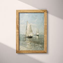 Sailboats Art | Marine Wall Art | Nautical Print | Gray, Green and Black Decor | Impressionist Wall Decor | Living Room Digital Download | Housewarming Art | Summer Wall Art | Oil Painting