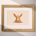 Matted frame view of A cute chibi anime pastel pencil illustration, an aardvark