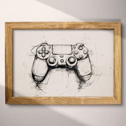 Video Game Controller Digital Download | Gaming Wall Decor | Gray and Black Decor | Retro Print | Game Room Wall Art | Bachelor Party Art | Father's Day Digital Download | Graphite Sketch