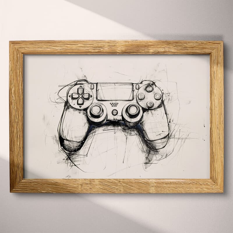 Full frame view of A retro graphite sketch, a video game controller