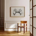 Room view with a full frame of A retro graphite sketch, a video game controller