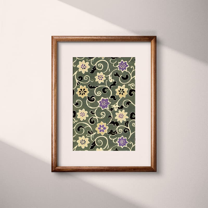 Matted frame view of A french country textile print, simple pattern