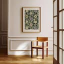 Room view with a matted frame of A french country textile print, simple pattern