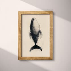 Whale Art | Marine Wall Art | Animals Print | Beige, Black and Gray Decor | Vintage Wall Decor | Living Room Digital Download | Pencil Sketch