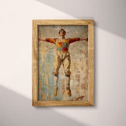 Acrobat Art | Circus Wall Art | Portrait Print | Brown and Beige Decor | Mid Century Wall Decor | Living Room Digital Download | Autumn Art | Oil Painting