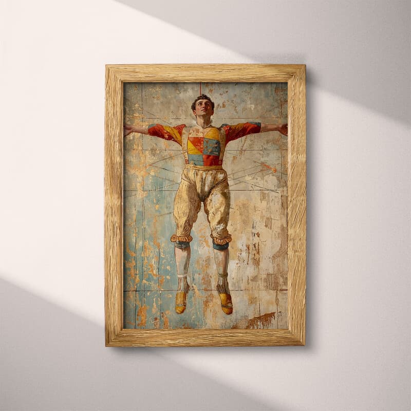 Full frame view of A mid-century oil painting, an acrobat at the circus