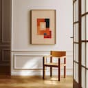 Room view with a full frame of An abstract minimalist pastel pencil illustration, squares