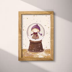 Snow Globe Digital Download | Holiday Wall Decor | Landscapes Decor | White, Brown, Pink and Orange Print | Cute Simple Wall Art | Kids Art | Baby Shower Digital Download | Christmas Wall Decor | Winter Decor | Simple Illustration