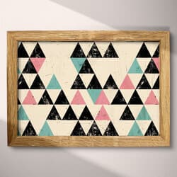 Triangle Pattern Art | Geometric Wall Art | Abstract Print | Beige, Black, Blue, Red and Green Decor | Contemporary Wall Decor | Living Room Digital Download | Housewarming Art | Autumn Wall Art | Textile