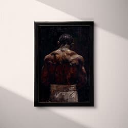 Boxer Art | Sports Wall Art | Sports Print | Black, Gray, Beige and White Decor | Vintage Wall Decor | Office Digital Download | Bachelor Party Art | Oil Painting