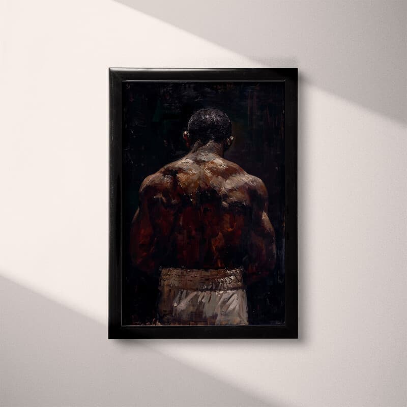 Full frame view of A vintage oil painting, a boxer, back view