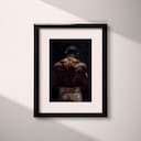 Matted frame view of A vintage oil painting, a boxer, back view