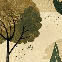 Tree Pattern Art | Nature Wall Art | Botanical Print | Beige, Green and Brown Decor | Wabi Sabi Wall Decor | Living Room Digital Download | Housewarming Art | Autumn Wall Art | Textile