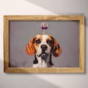 Full frame view of A vintage pastel pencil illustration, a dog with a glass of wine on its head