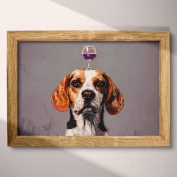 Dog Art | Animal Wall Art | Gray, Black, White, Brown, Red and Purple Print | Vintage Decor | Bar Wall Decor | Bachelor Party Digital Download | Autumn Art | Pastel Pencil Illustration